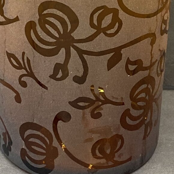Elements Art Glass Vase 11x5 Amber Brown Floral Heavy 2.5lbs Vintage Elegant - Picture 7 of 13